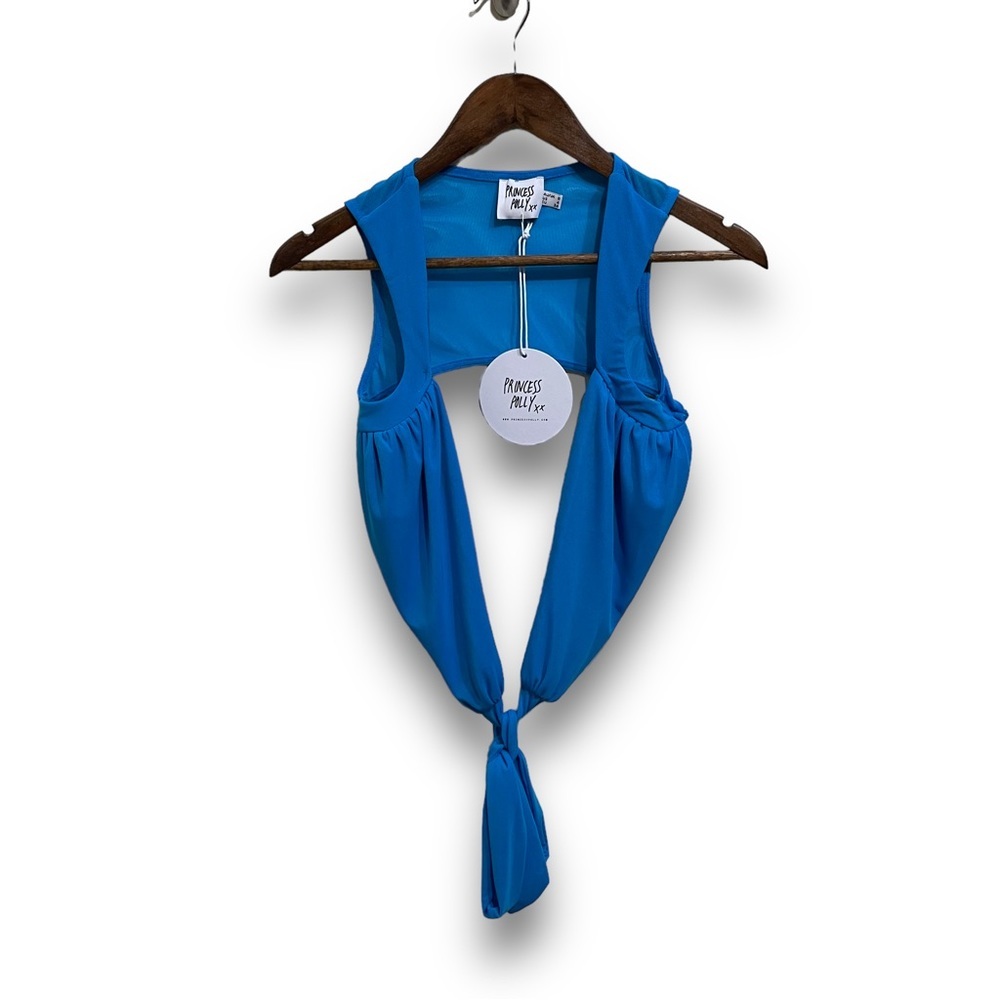 NWT Princess Polly Women's Taylor Top Blue Tie Down Size 4